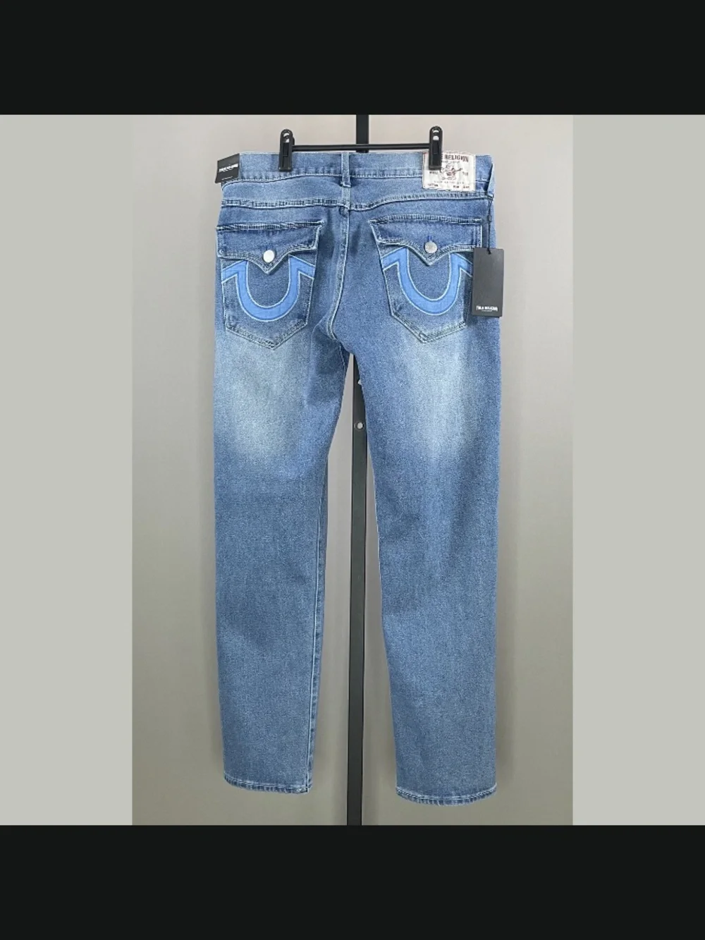 NEW True Religion Jeans Mens 34 blue denim straight leg geno designer street